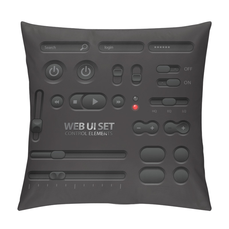 Personality  Dark Web UI Elements. Buttons, Switches, Bars Pillow Covers