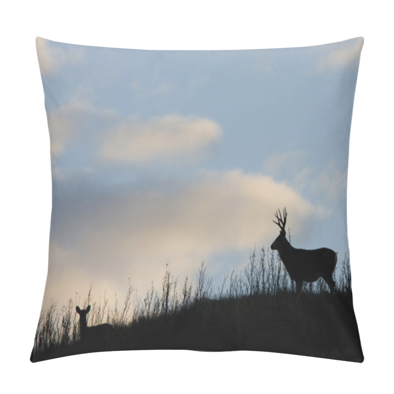 Personality  Deer Silhouette Saskatchewan Canada Mule Deer Hills Pillow Covers