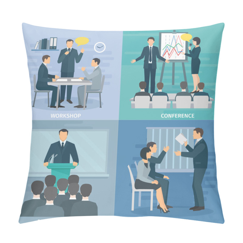 Personality  Public Speaking 4 Flat Icons Square Pillow Covers