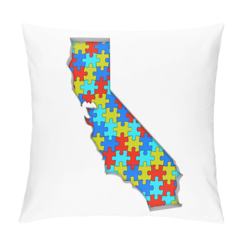 Personality  California CA Puzzle Pieces Map Working Together 3d Illustration Pillow Covers