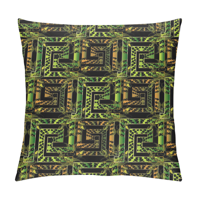 Personality  Antique Geometric 3d Meander Seamless Pattern With Greek Key, Sq Pillow Covers