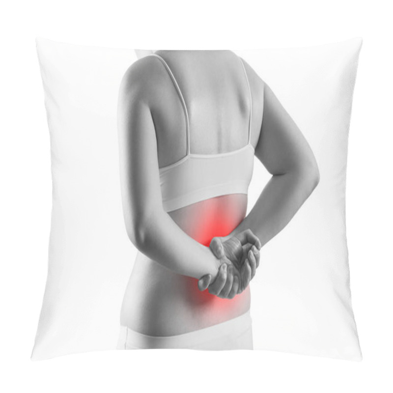 Personality  Kidney Stones, Pain In A Woman's Body Isolated On White Background, Chronic Diseases Of The Urinary System Concept Pillow Covers