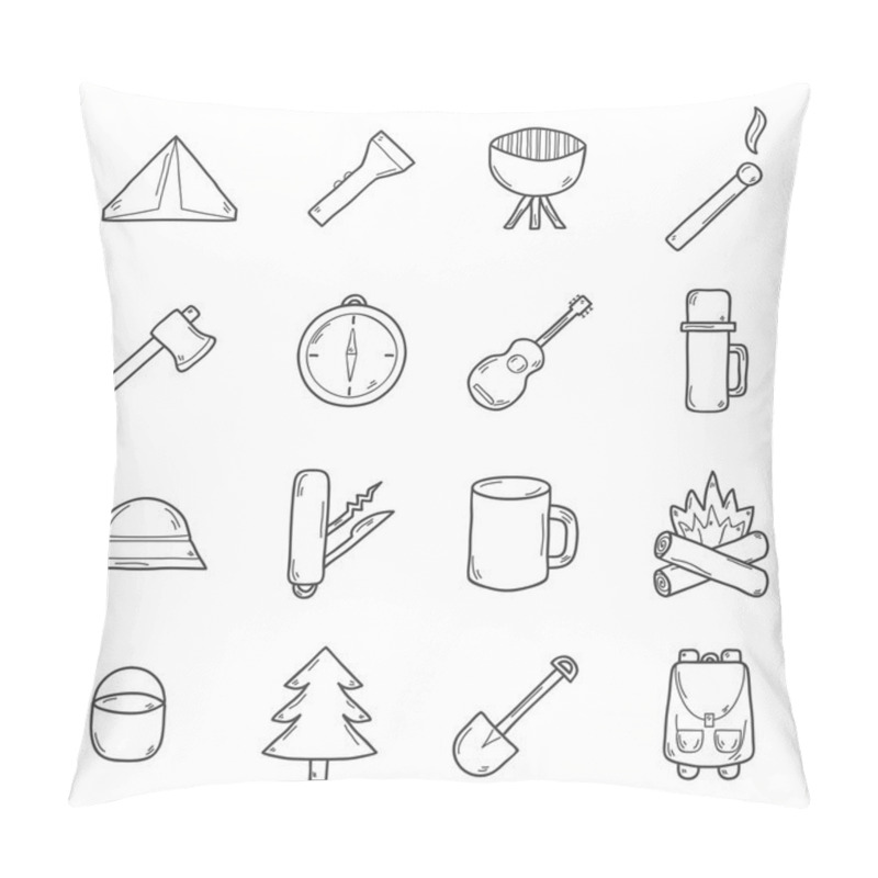 Personality  Set Of Camping Icons Pillow Covers