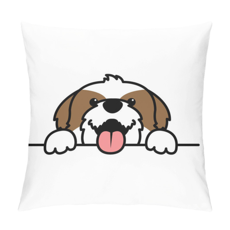 Personality  Funny Shih Tzu Dog Paws Up Over Wall, Vector Illustration Pillow Covers