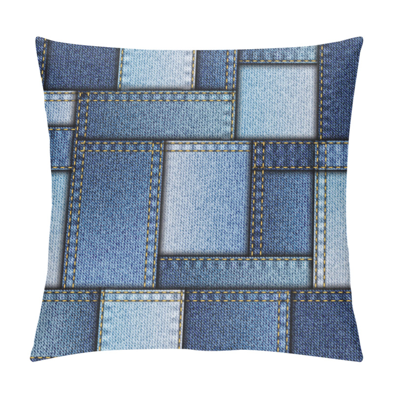 Personality  Patchwork Of Denim Fabric. Pillow Covers