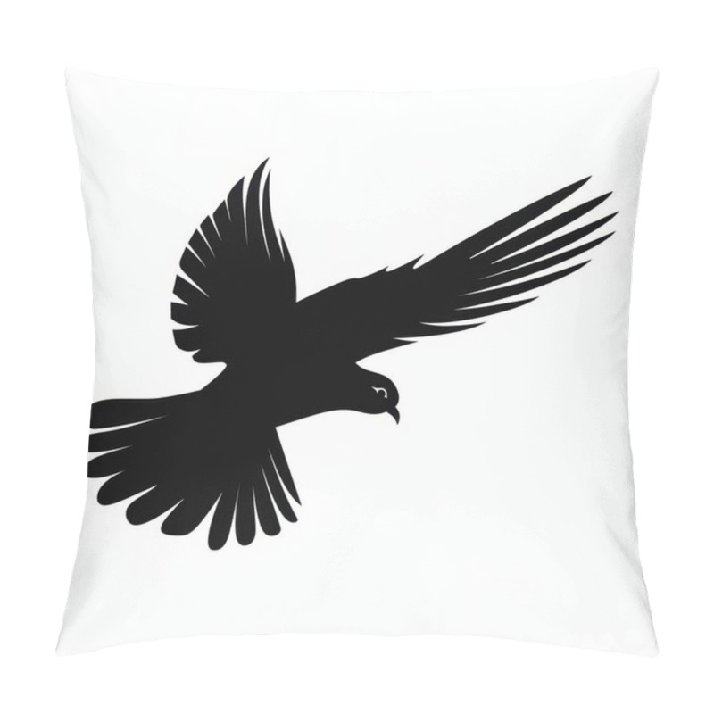 Personality  A Striking Silhouette Of A Bird In Flight, Showcasing Its Wide Wingspan And Graceful Form. Pillow Covers