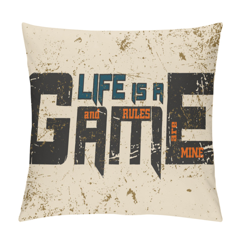 Personality  T Shirt Typography Graphic With Quote Life Is Game 2 Pillow Covers