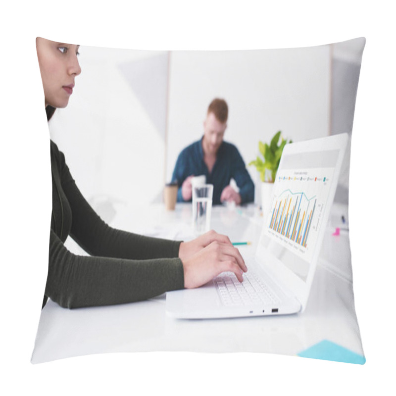 Personality  Girl Working  On A Laptop  Pillow Covers