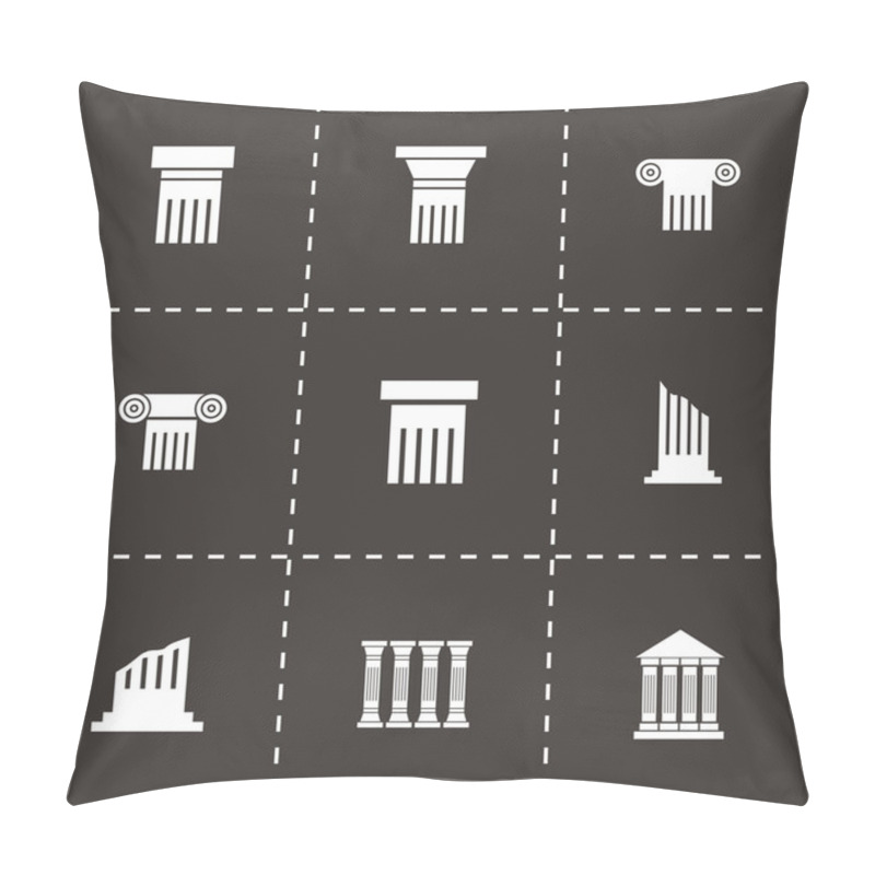 Personality  Vector Black Column Icon Set Pillow Covers