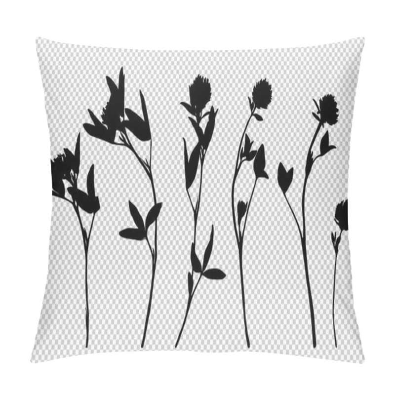 Personality  Clover Flower Silhouettes Isolated On White Background. Pillow Covers