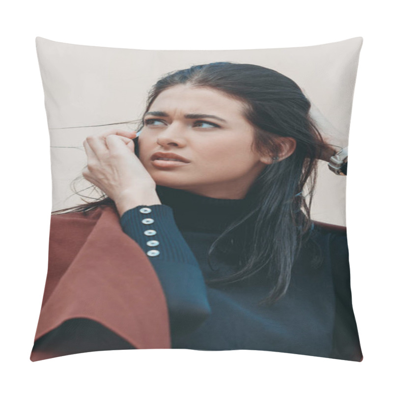 Personality  Woman Talking By Phone Pillow Covers