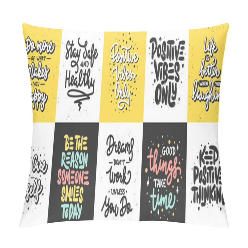 Personality  Set Of 10 Motivational Posters With Hand Drawn Lettering Design Element For Wall Art, Decoration, T-shirt Prints.  Inspirational Quote, Handwritten Typography Positive Summer Slogan.  Pillow Covers