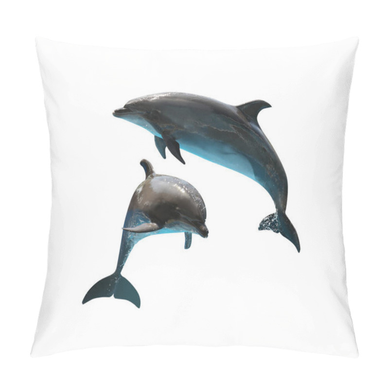 Personality  Beautiful Grey Bottlenose Dolphins On White Background Pillow Covers