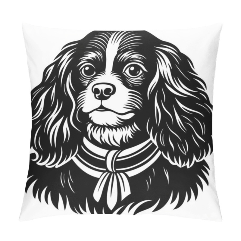 Personality  Detailed Black And White Dog Vector For Design Projects Pillow Covers