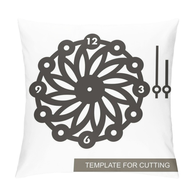 Personality  Openwork Dial With Arrows And Arabic Numerals. Silhouette Of Clock On White Background. Decor For Home. Template For Laser Cutting, Wood Carving, Paper Cut And Printing. Vector Illustration. Pillow Covers