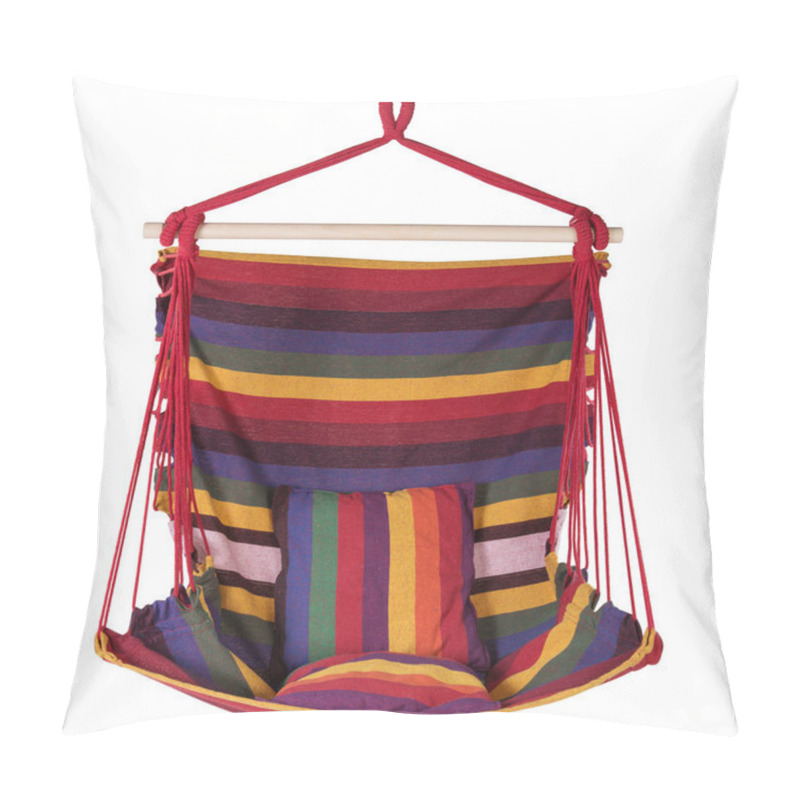 Personality  Fabric Hammock Chair With Red And Yellow Stripes, On A White Background, Front Location, Isolate Pillow Covers