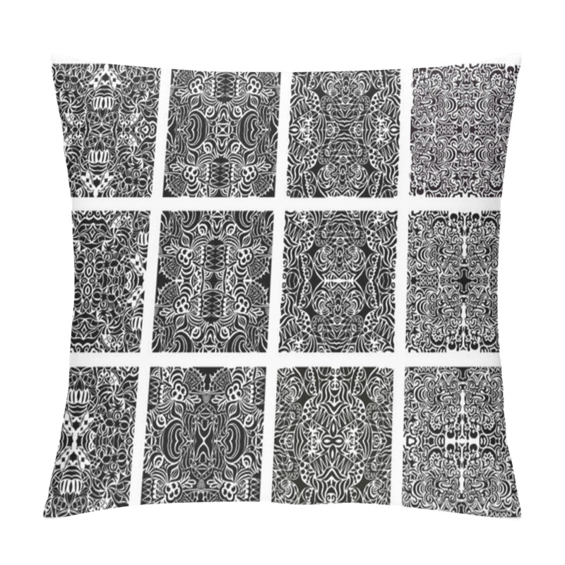 Personality  Set Of 12 Monochrome Modern Seamless Patterns Pillow Covers