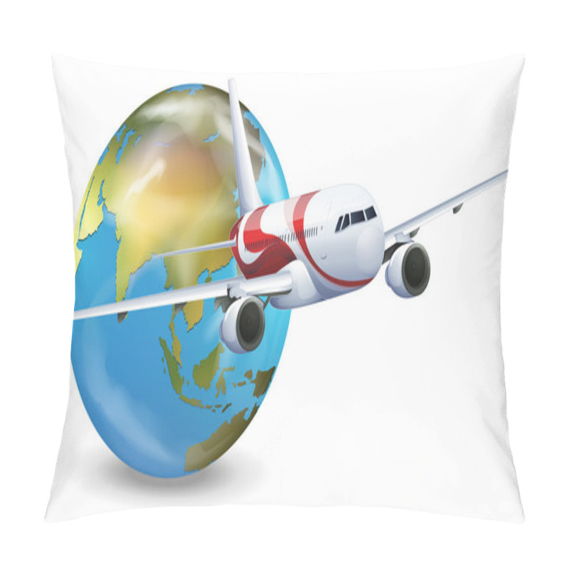 Personality  Earth Globe And Airplane Pillow Covers