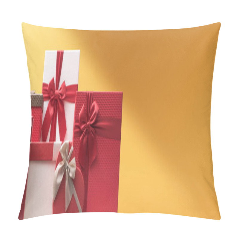 Personality  Beautiful Christmas Gifts And Blank Copy Space, Holidays And Shopping Concept Pillow Covers