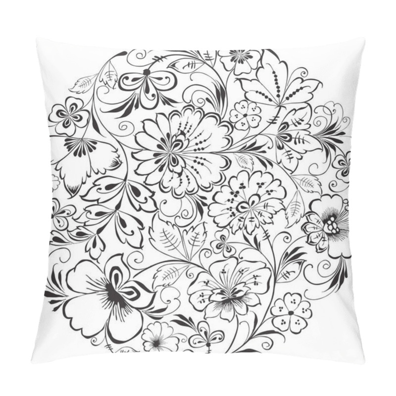 Personality  The Round Composition Of The Decorative Drawn Flowers Pillow Covers