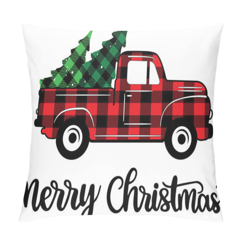 Personality  Truck Christmas 1 Vector, Santa Vector, Merry Christmas Vector, Holiday Vector Files Pillow Covers