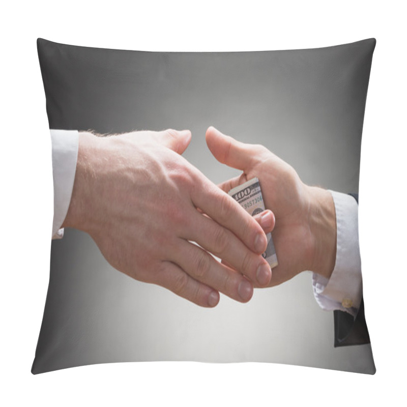 Personality  Businessman's Hand Giving Bribe Pillow Covers