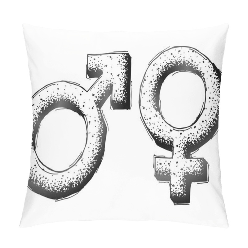 Personality  Hand Drawn Gender Symbols With Dot Shading Pillow Covers