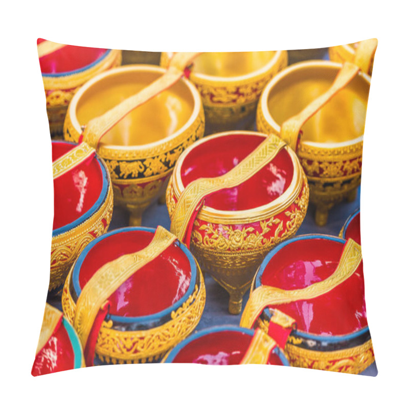 Personality  Souvenir Bowls, Luang Prabang, Laos. Close-up. Pillow Covers