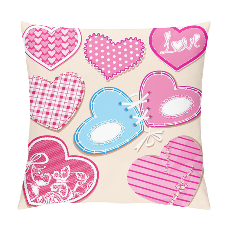 Personality  Scrapbook Set Of Hearts In Stitched Textile Style Pillow Covers