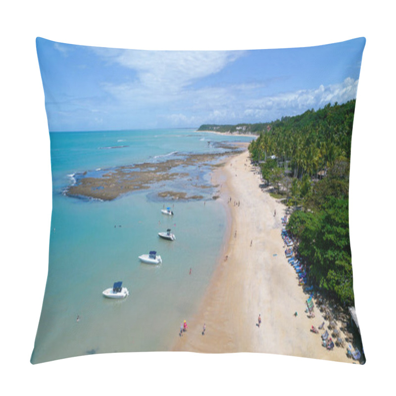 Personality  Aerial View Of Praia Do Espelho, Porto Seguro, Bahia, Brazil. Natural Pools In The Sea, Cliffs And Greenish Water. Pillow Covers