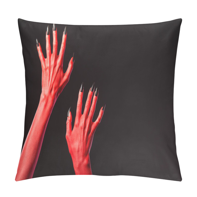 Personality  Red Devil Hands With Black Nails, Real Body-art Pillow Covers