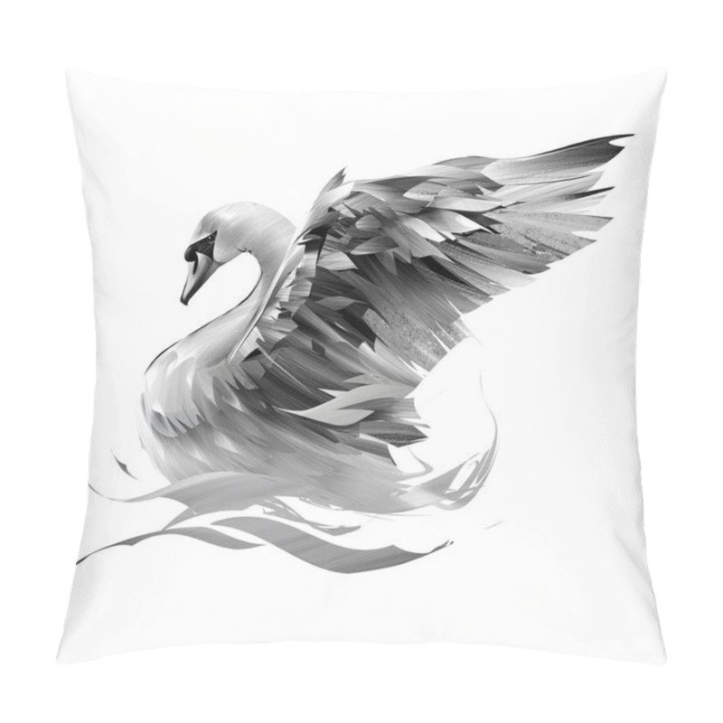 Personality  Painted Swan On A White Background Flaps Its Wings Pillow Covers