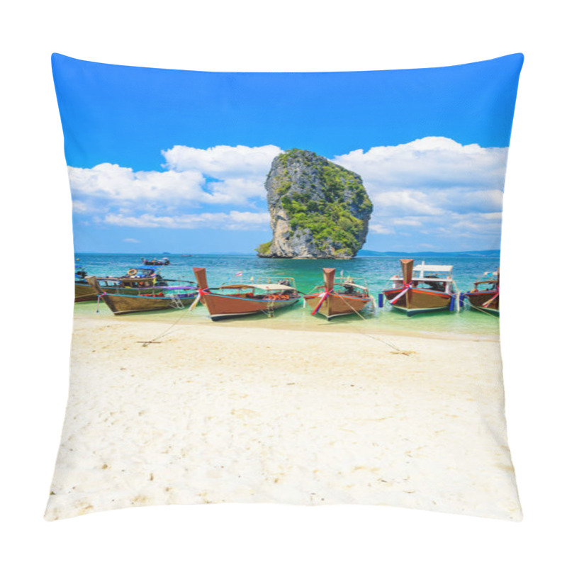 Personality  Poda Island - Paradise Beach In Tropical Scenery - Near Ao Nang, Ao Phra Nang Bay, Krabi, Thailand. Pillow Covers