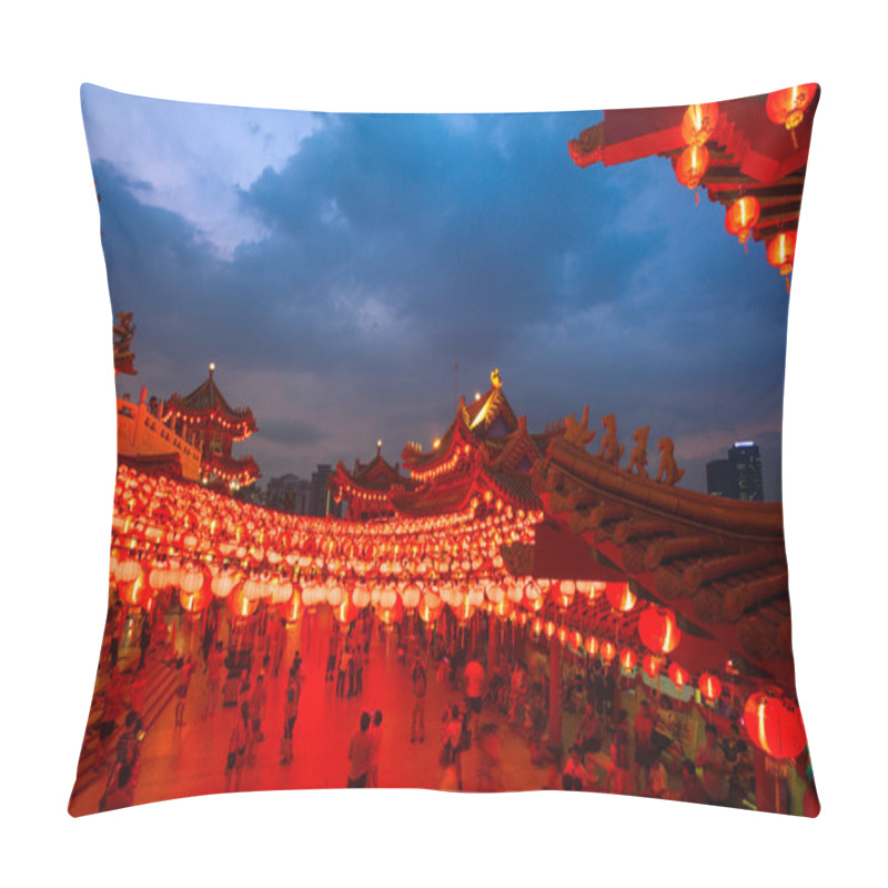 Personality  Thean Hou Temple In Kuala Lumpur At Night During Chinese New Year Pillow Covers