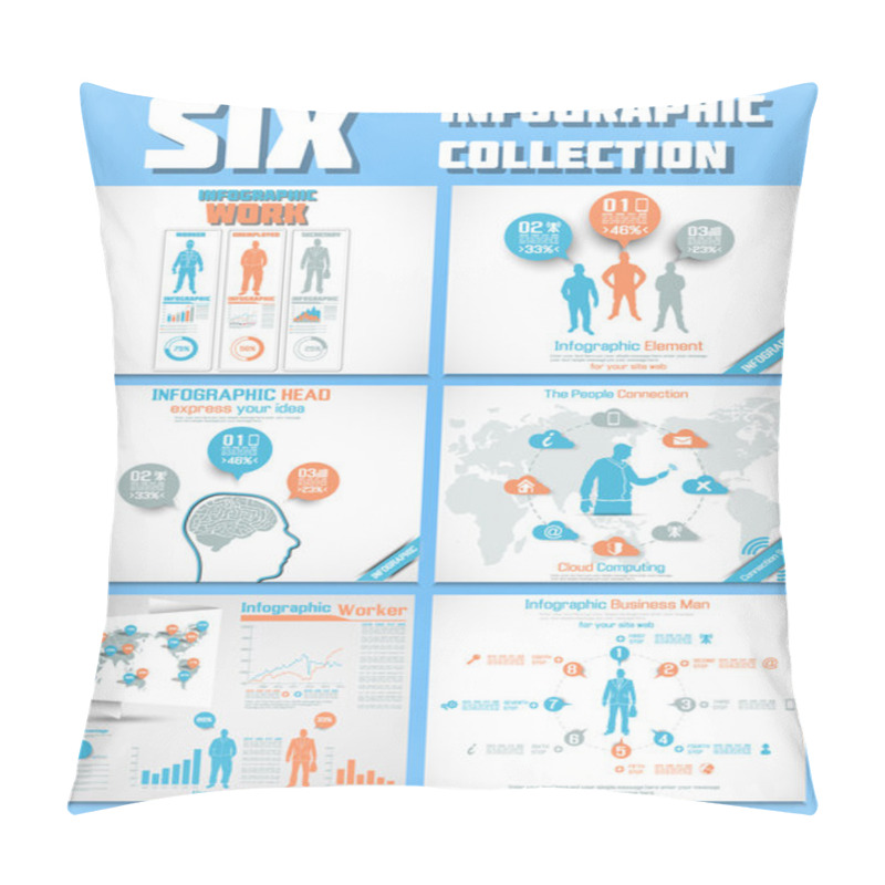 Personality  SIX INFOGRAPHIC COLLECTION ORANGE Pillow Covers