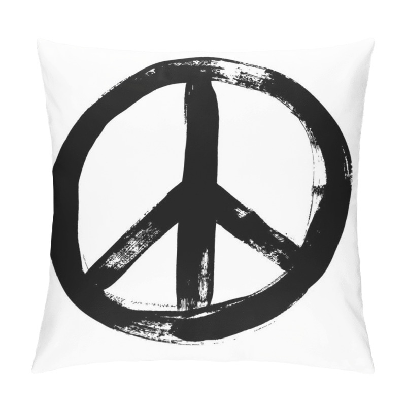 Personality  Peace Sign Grunge Doodlie Sketch Dirty Style Symbol, Brush Stroke Ink Watercolor Monochrome For T Shirt Design Print Posters Pillow Covers