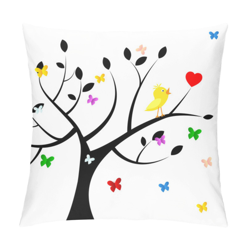 Personality  Birds Tree Indicates Heart Shape And Environment Pillow Covers