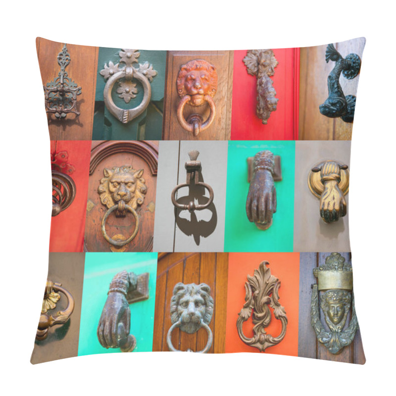 Personality  Set Of Old Style Door Handle And Door Knockers On The Front Door Pillow Covers