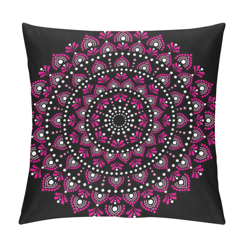 Personality  Mandala Dot Painting Vector Design, Aboriginal Dot Art Style, Australian Folk Art Boho Style Pillow Covers