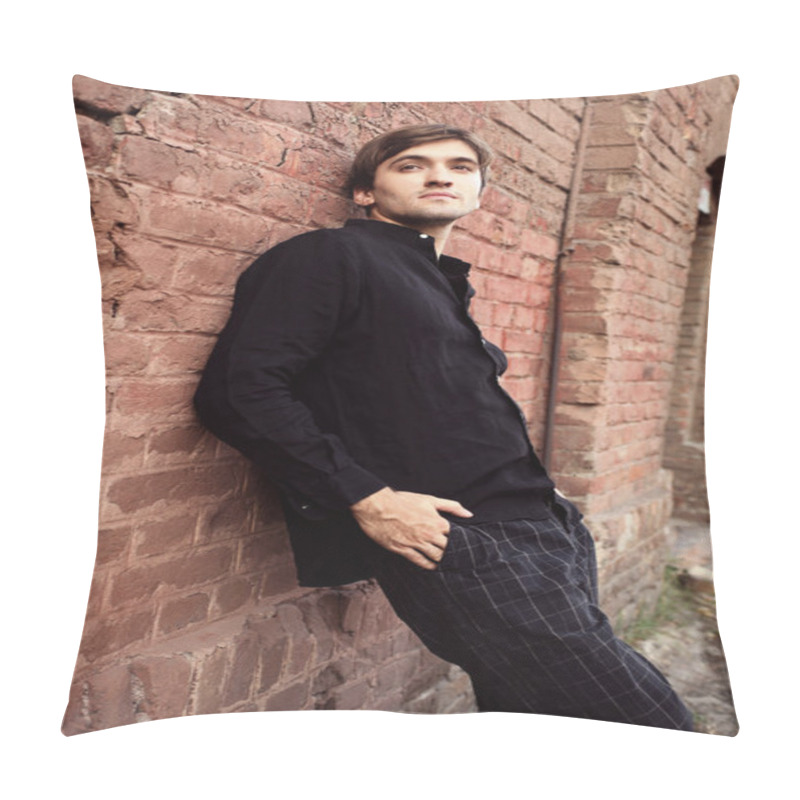 Personality  Young Man Outdoor Portrait Pillow Covers