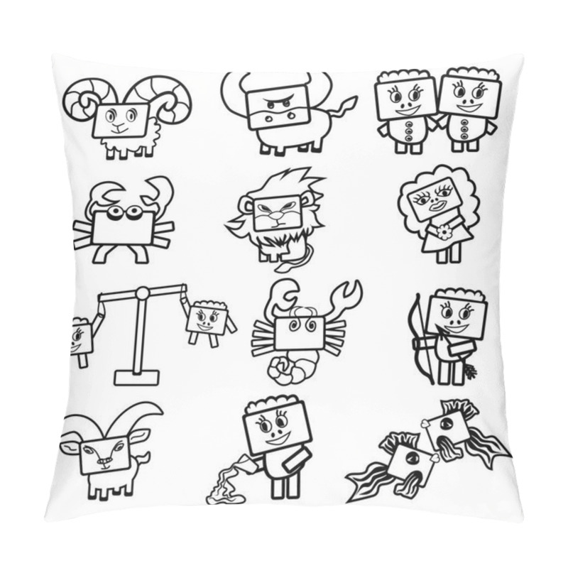 Personality  Set Of Vector Icons Of The Zodiac Signs Pillow Covers