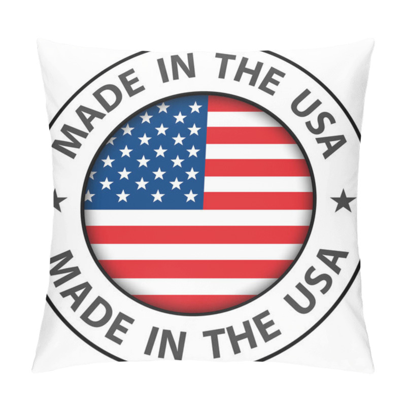 Personality  Made In The USA Icon, Vector Circle American Button. Pillow Covers