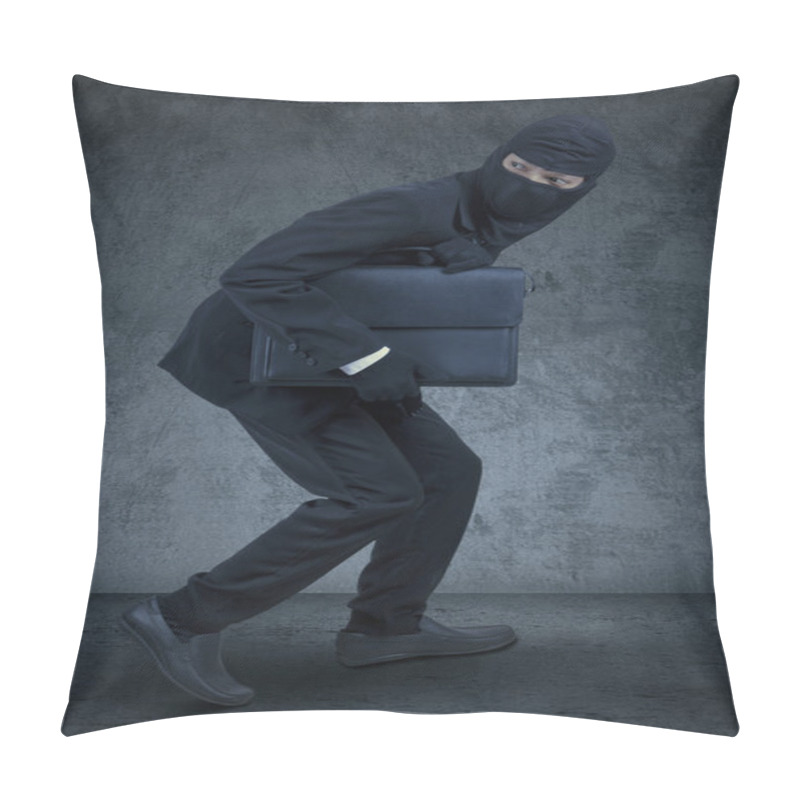 Personality  Businessperson With Mask Stealing A Briefcase Pillow Covers