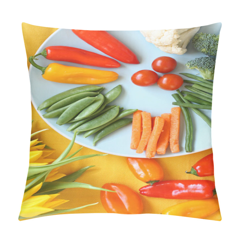 Personality  Fresh Vegetables On Colourful Table Pillow Covers