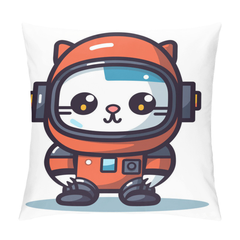 Personality  Cute Cat Astronaut Cartoon Space Suit. Feline Space Explorer, Adorable Kitty Character. Future, Exploration, Fantasy Vector Illustration Pillow Covers