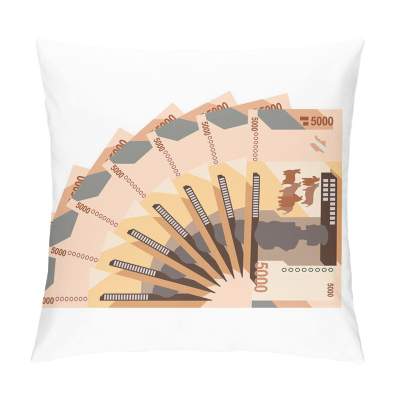 Personality  Congolese Franc Vector Illustration. Congo Money Set Bundle Banknotes. Paper Money 5000 CDF. Flat Style. Isolated On White Background. Simple Minimal Design. Pillow Covers