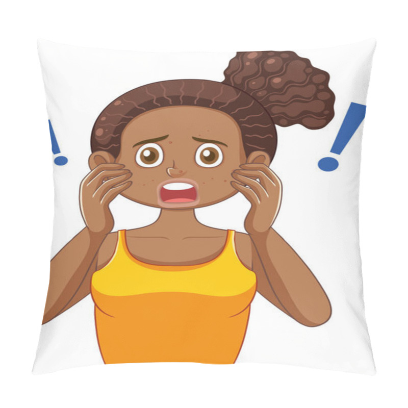 Personality  Teen Girl With Acne On Face Illustration Pillow Covers