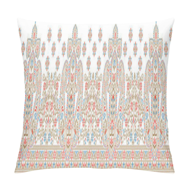 Personality  Seamless Brown Paisley Border On White Background With Traditional Asian Design Elements Pillow Covers