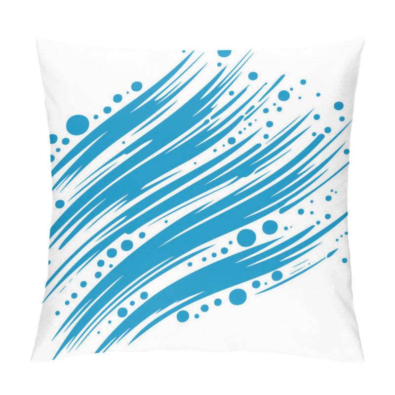 Personality  Dynamic Blue Paint Strokes With Bubbles Vector Design Pillow Covers