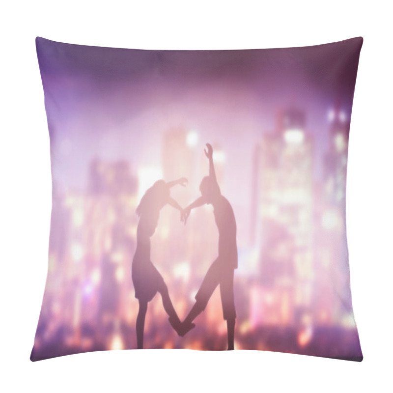 Personality  Happy Couple Making Heart Shape. Pillow Covers